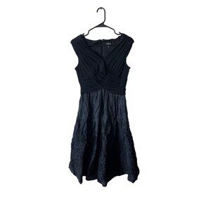 Adrianna Papell Black V-Neck A line cocktail Whimsygoth Edgy Grunge Goth Dress